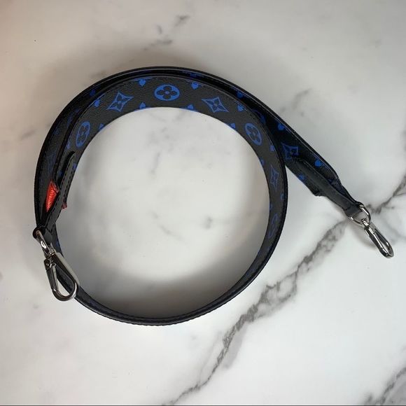 Louis Vuitton Bag Strap Black/Blue Race Collection Shoulder Bandouliere Monogram - Picture 7 of 10